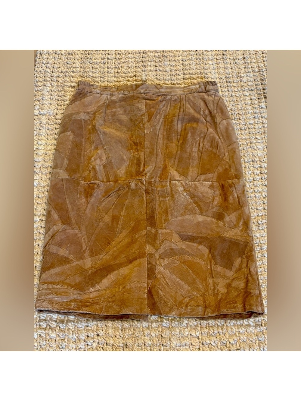 Women’s Camel Suede Patchwork Midi Skirt, Jamie Nicole, Size 14, Boho Western